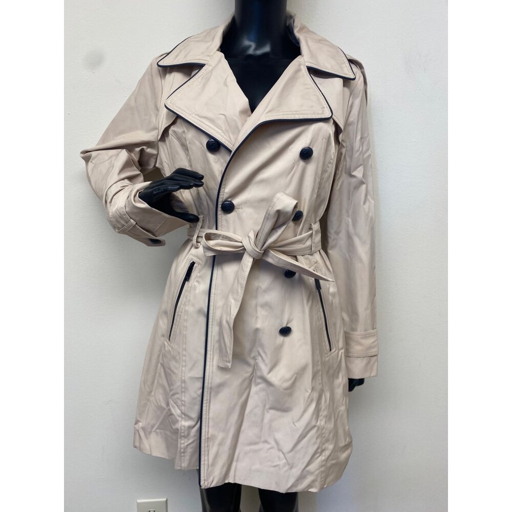 Guess Beige Trench Coat with Black Trim and Buttons
